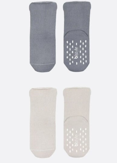 Bistyle Çorap Soket Havlu 2li Kaymaz Basic Boy Gri - Natural