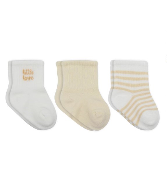 Bistyle Soket Çorap Penye 3lü Little Love Girl Ekru Natural