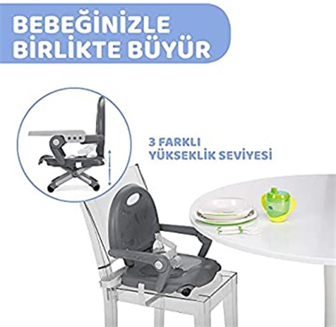 Chicco Booster Seat Pocket Snack Portatif Mama Sandalyesi Dark Grey