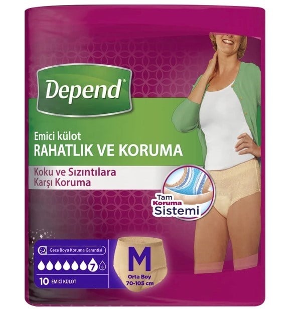 Depend Tek Kullanımlık Emici Kadın Külodu 10lu Orta Boy