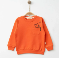 Hira Sweatshirt Uykucu Kedi Baskılı Mercan