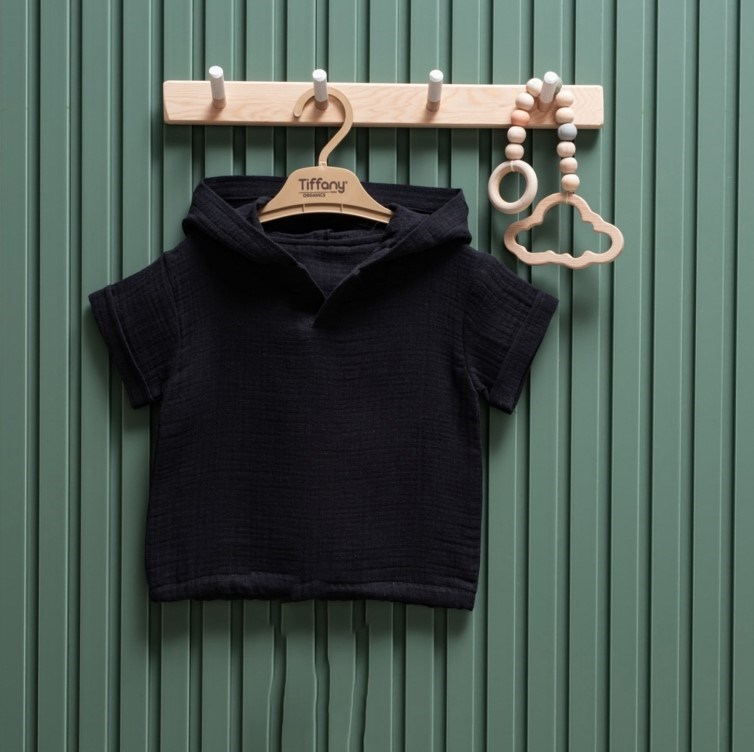Tiffany T-Shirt Kapüşonlu Müslin Theme Siyah
