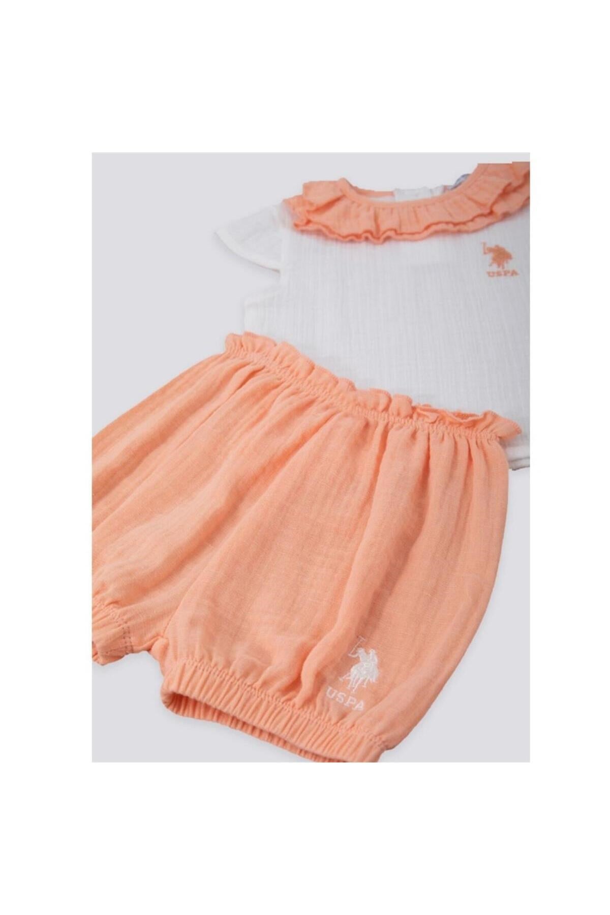 U.S Polo 2li Takım Kısa Kol Krem - Somon
