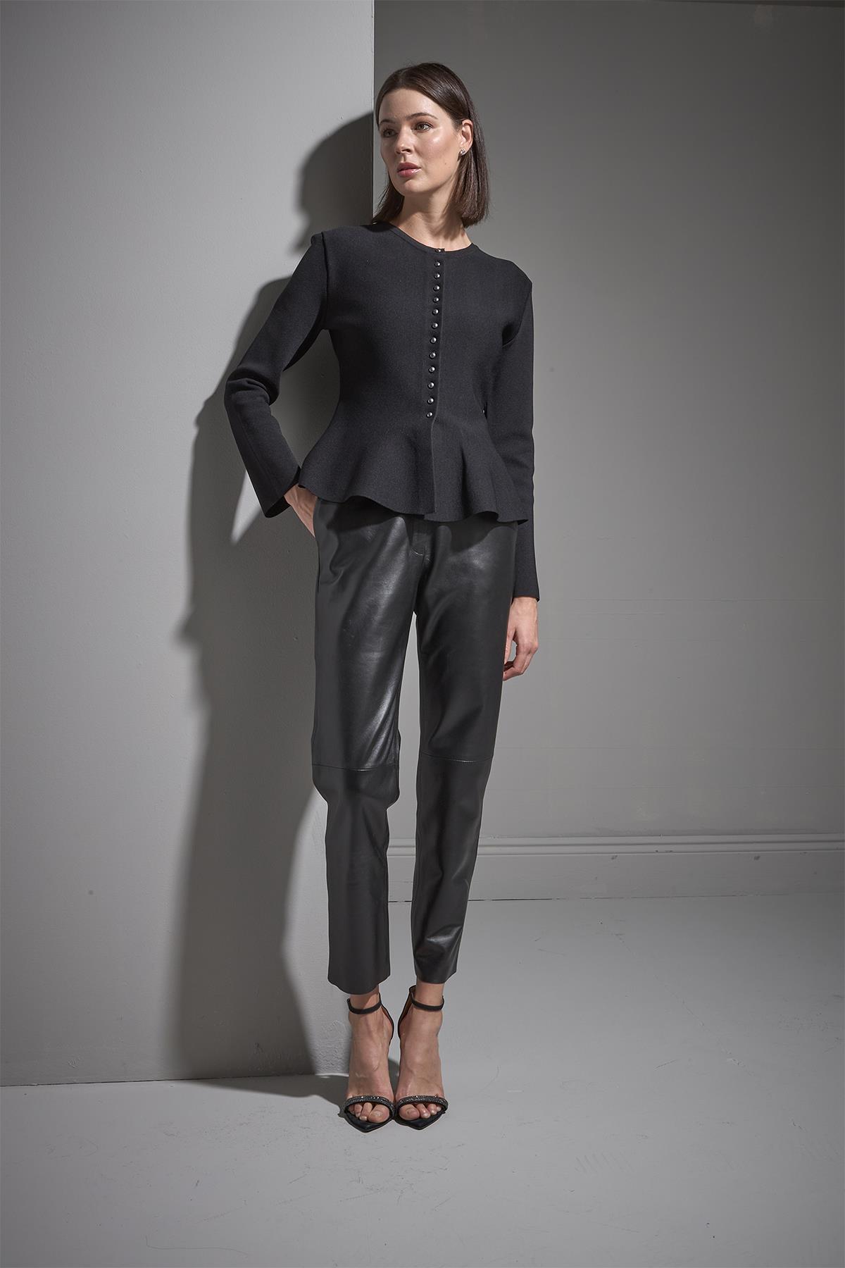 Düğmeli Peplum Triko Ceket