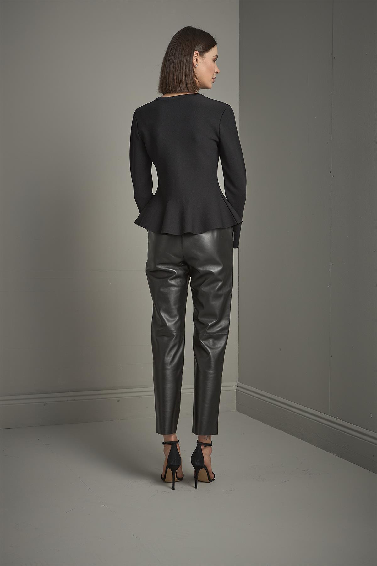 Düğmeli Peplum Triko Ceket