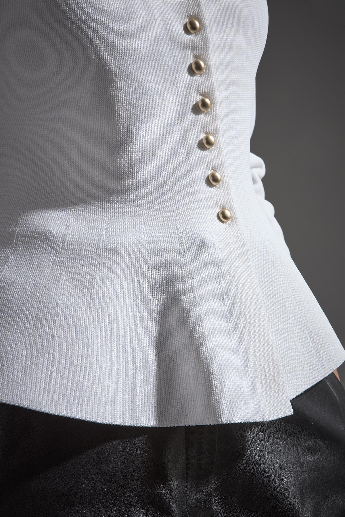 Düğmeli Peplum Triko Ceket