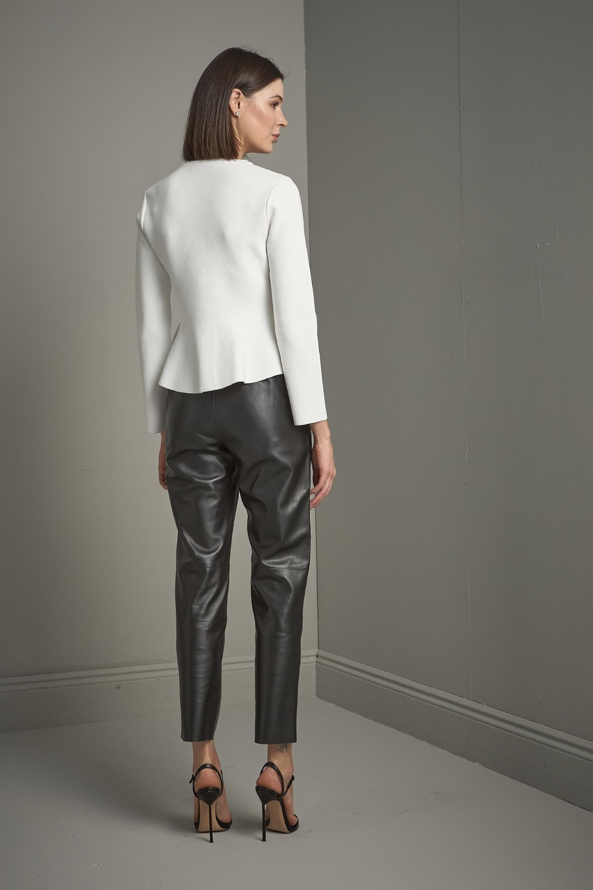 Düğmeli Peplum Triko Ceket