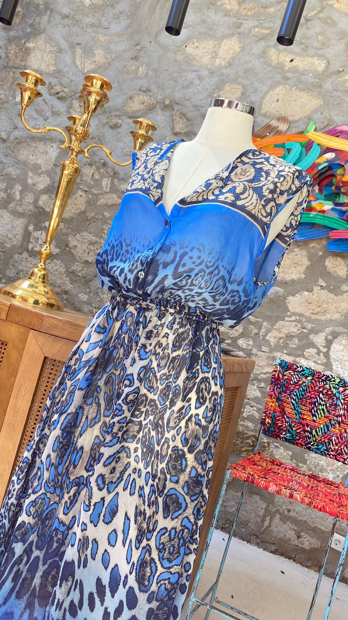 DÜĞMELİ ŞİFON ELBİSE