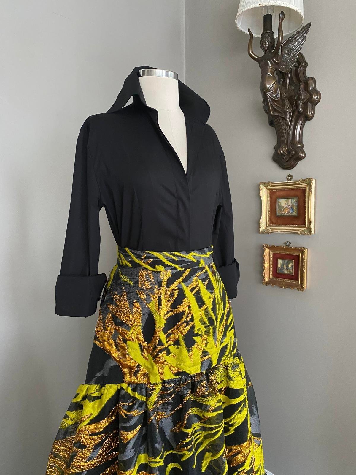 Organze Desenli Brokar Etek