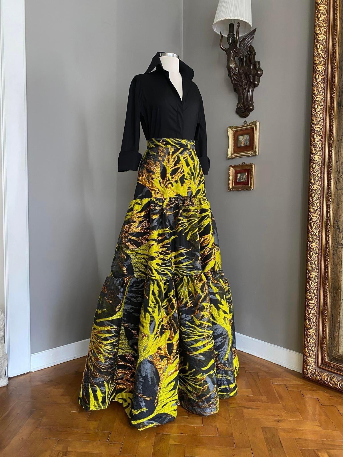 Organze Desenli Brokar Etek