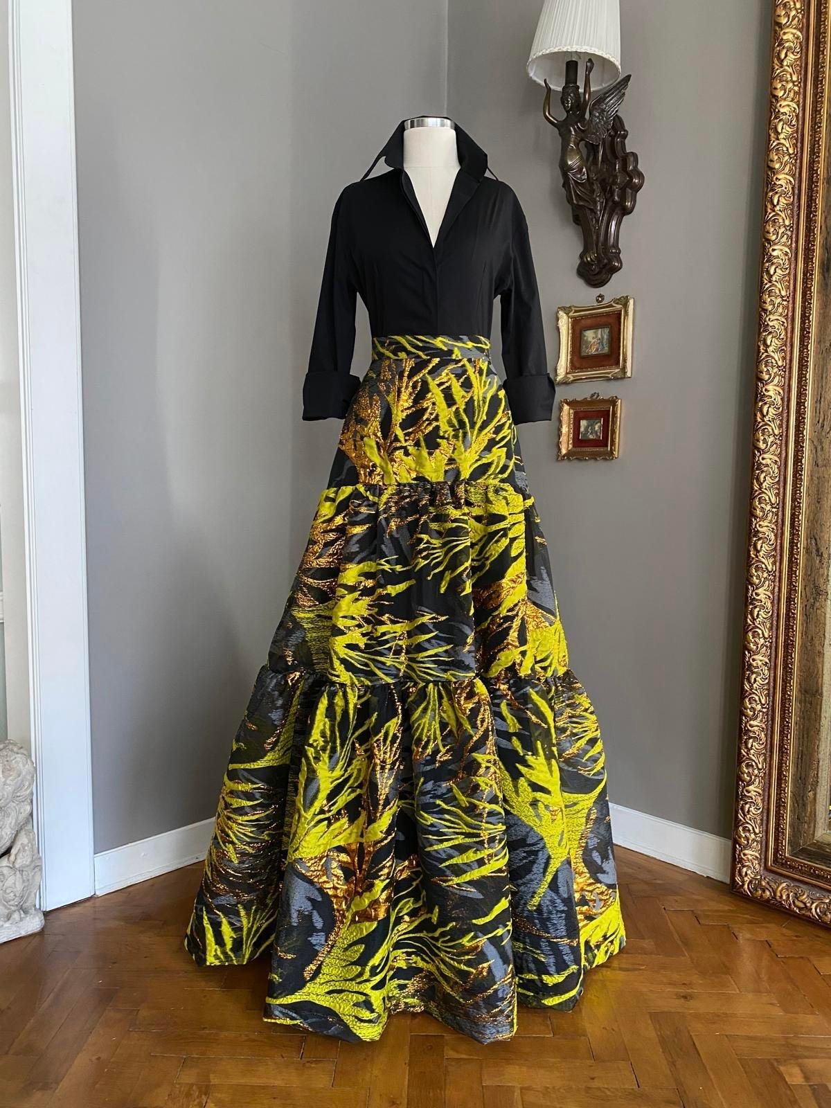 Organze Desenli Brokar Etek