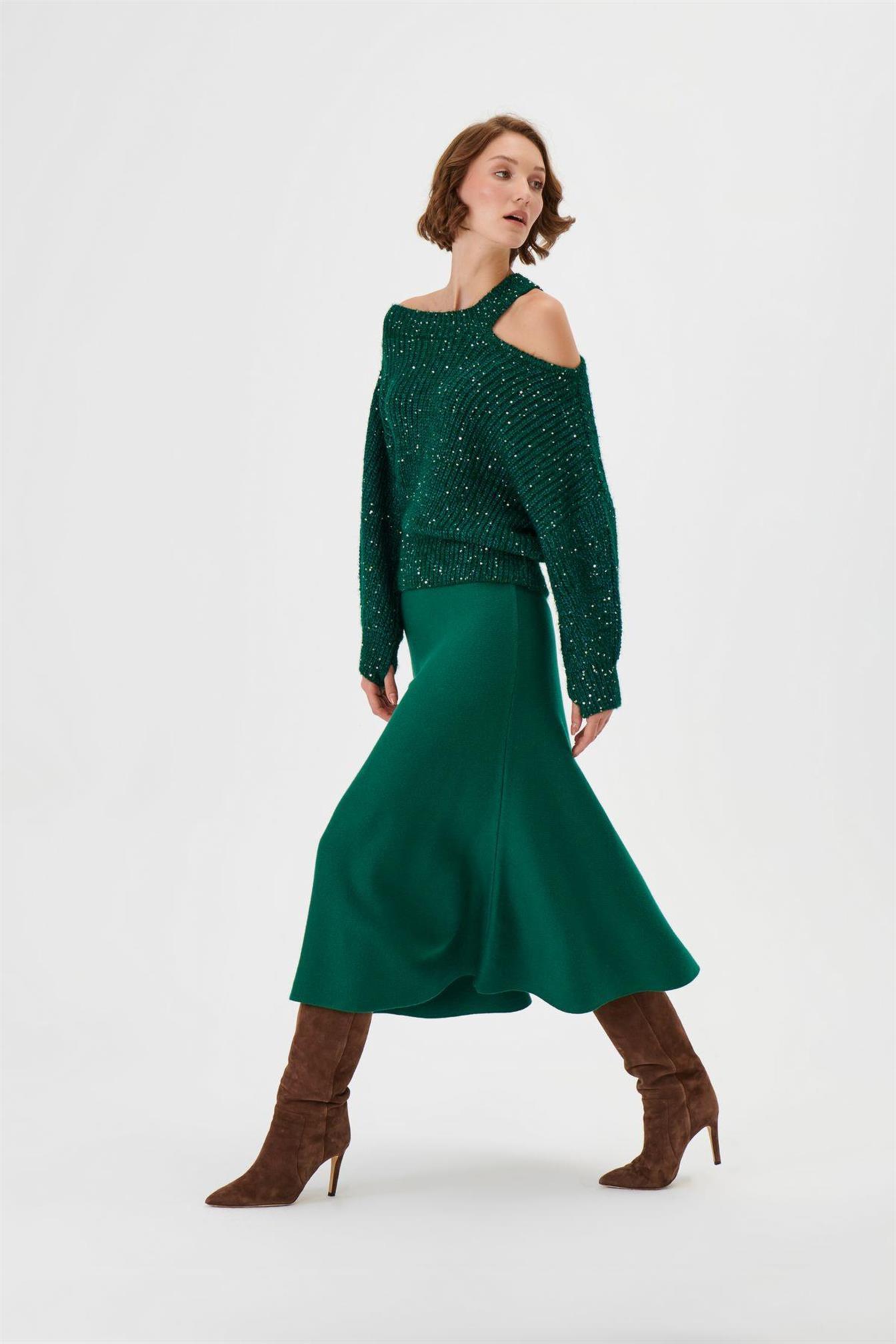 Pullu Cut Out Triko Kazak