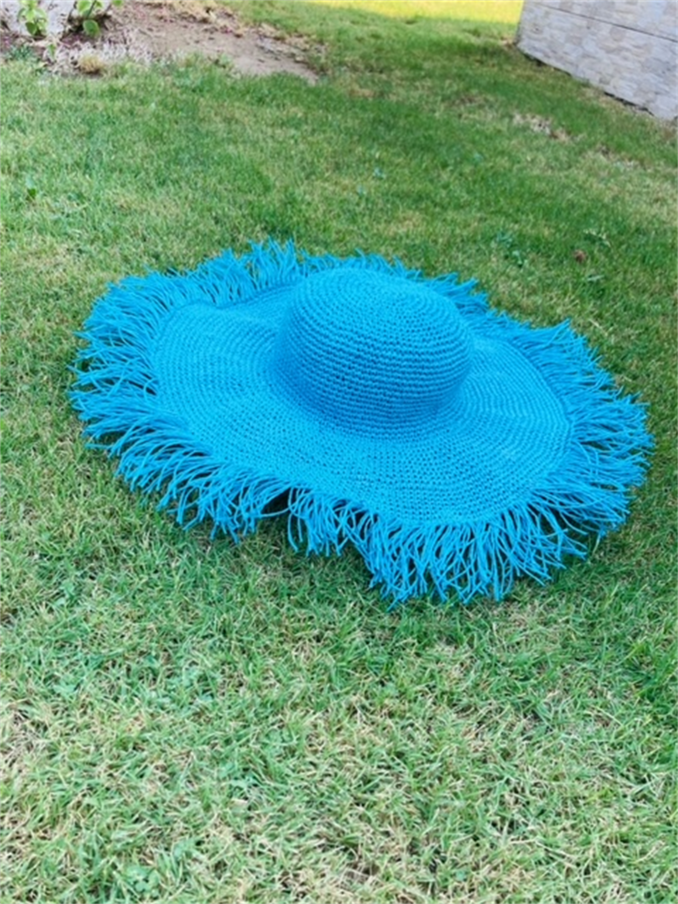 SEI ÖRGÜ MAVİ HASIR ŞAPKA