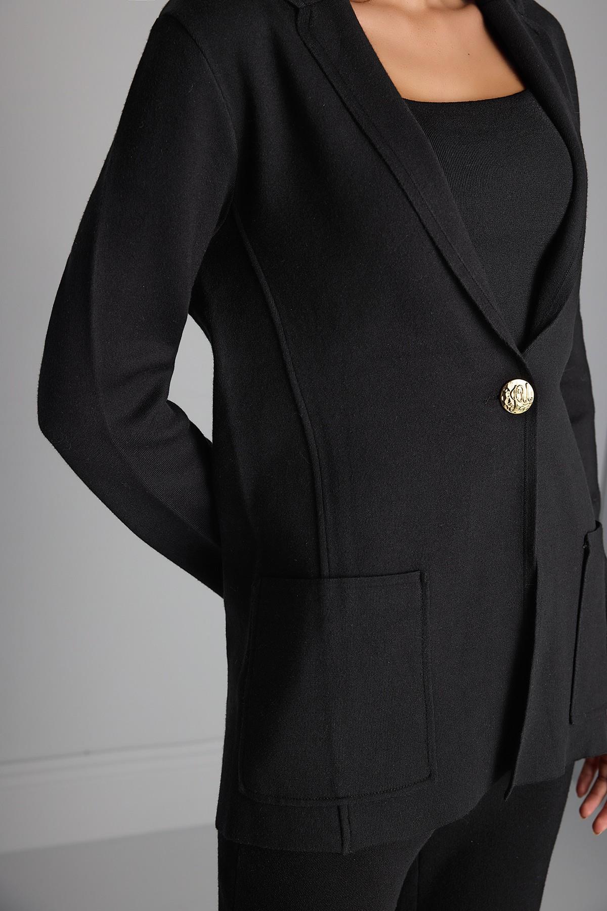 Tek Düğmeli Triko Blazer Ceket