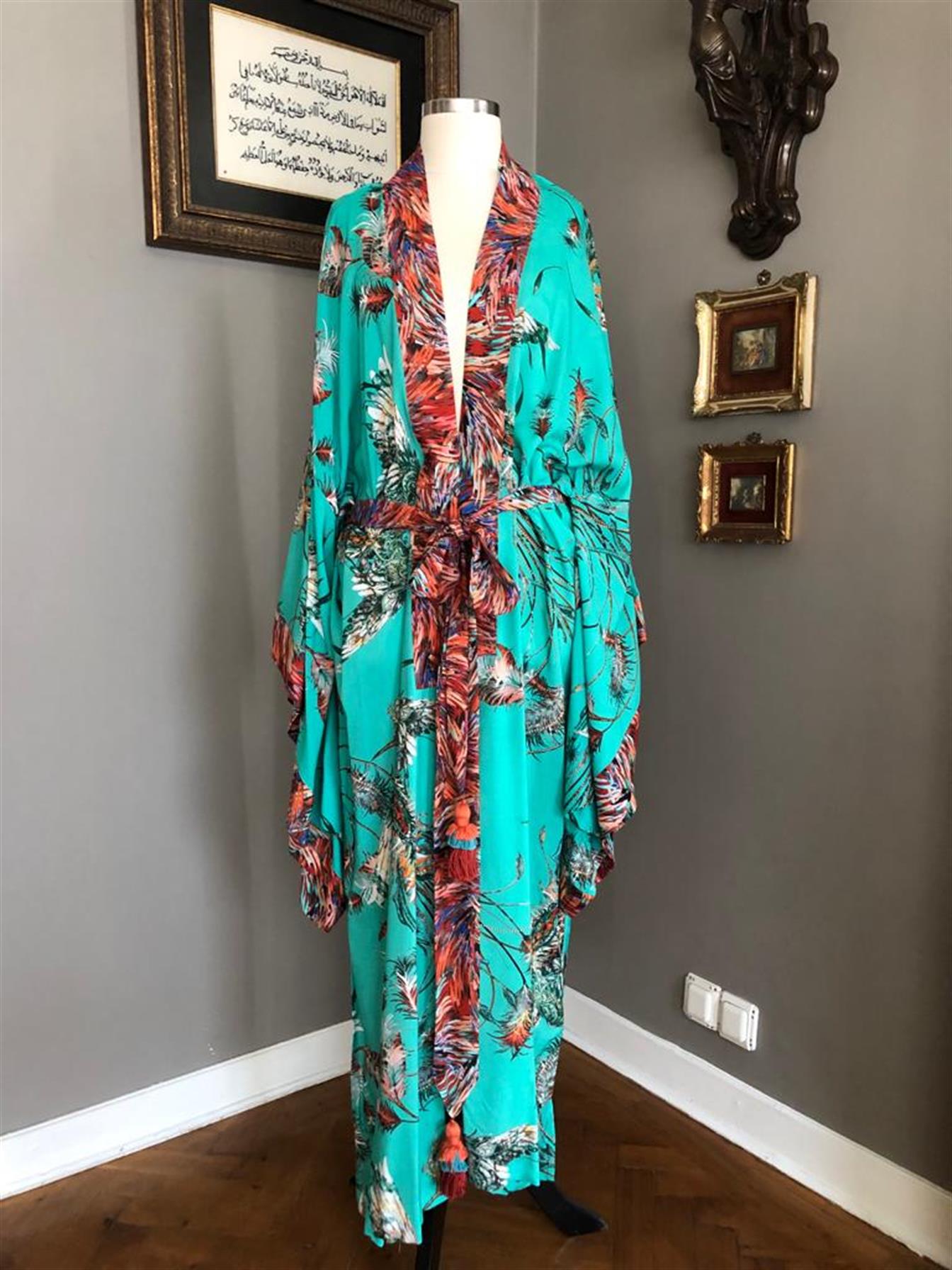 Yeşil Kuşlu Kimono