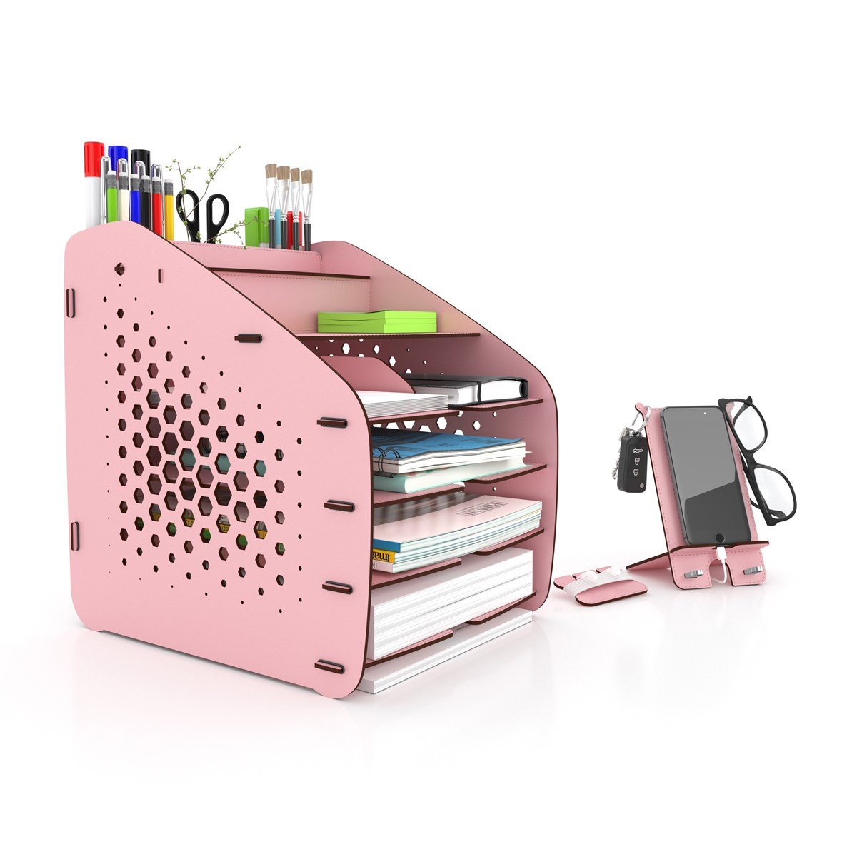 Design OTTO Large Hexa - 6 Renk A4 Evrak Rafı Masaüstü Organizer Düzenleyici MC210604