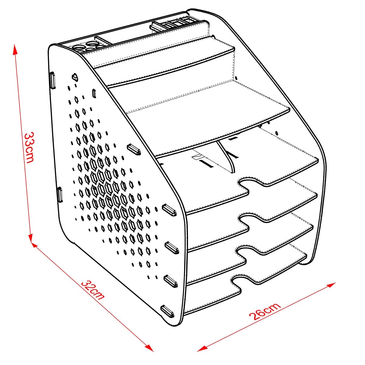 Design OTTO Large Hexa - 6 Renk A4 Evrak Rafı Masaüstü Organizer Düzenleyici MC210602