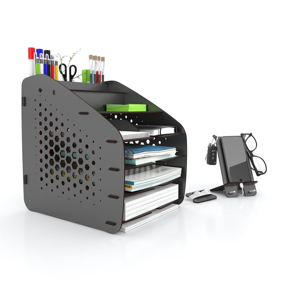 Design OTTO Large Hexa - 6 Renk A4 Evrak Rafı Masaüstü Organizer Düzenleyici MC210601