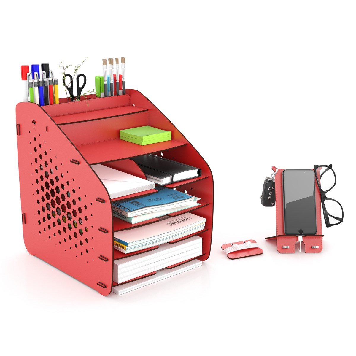 Design OTTO Large Hexa - 6 Renk A4 Evrak Rafı Masaüstü Organizer Düzenleyici MC210606