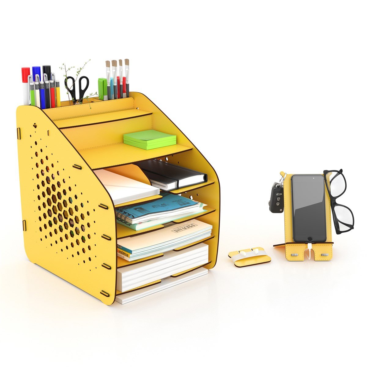 Design OTTO Large Hexa - 6 Renk A4 Evrak Rafı Masaüstü Organizer Düzenleyici MC210605