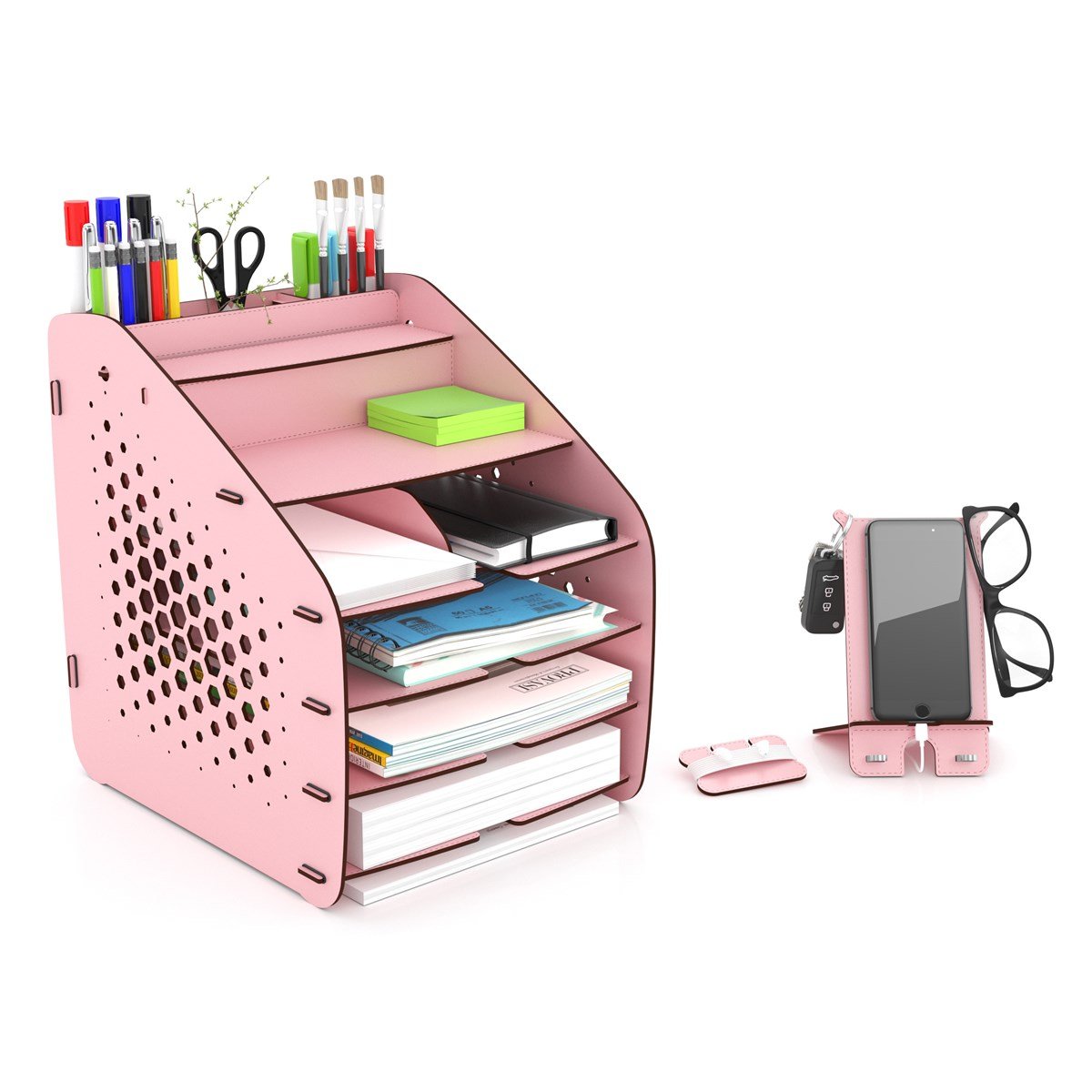 Design OTTO Large Hexa - 6 Renk A4 Evrak Rafı Masaüstü Organizer Düzenleyici MC210604