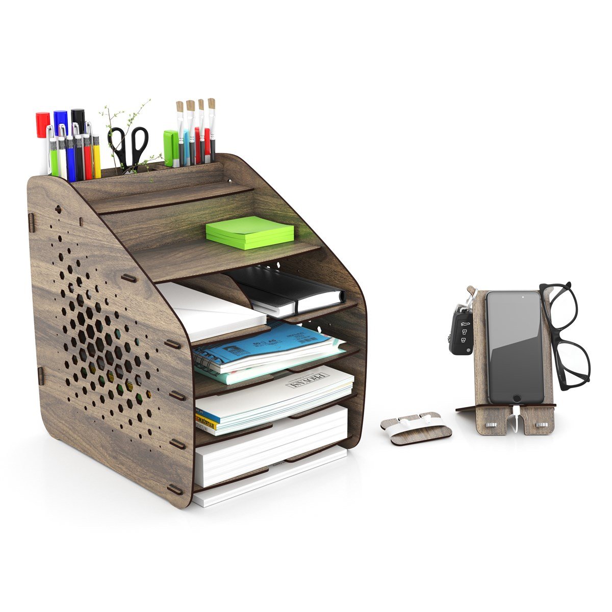 Design OTTO Large Hexa - 6 Renk A4 Evrak Rafı Masaüstü Organizer Düzenleyici MC210602