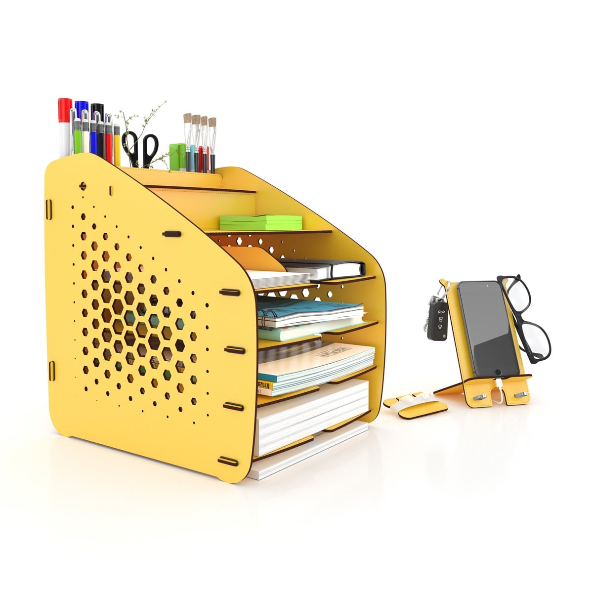 Design OTTO Large Hexa - 6 Renk A4 Evrak Rafı Masaüstü Organizer Düzenleyici MC210605