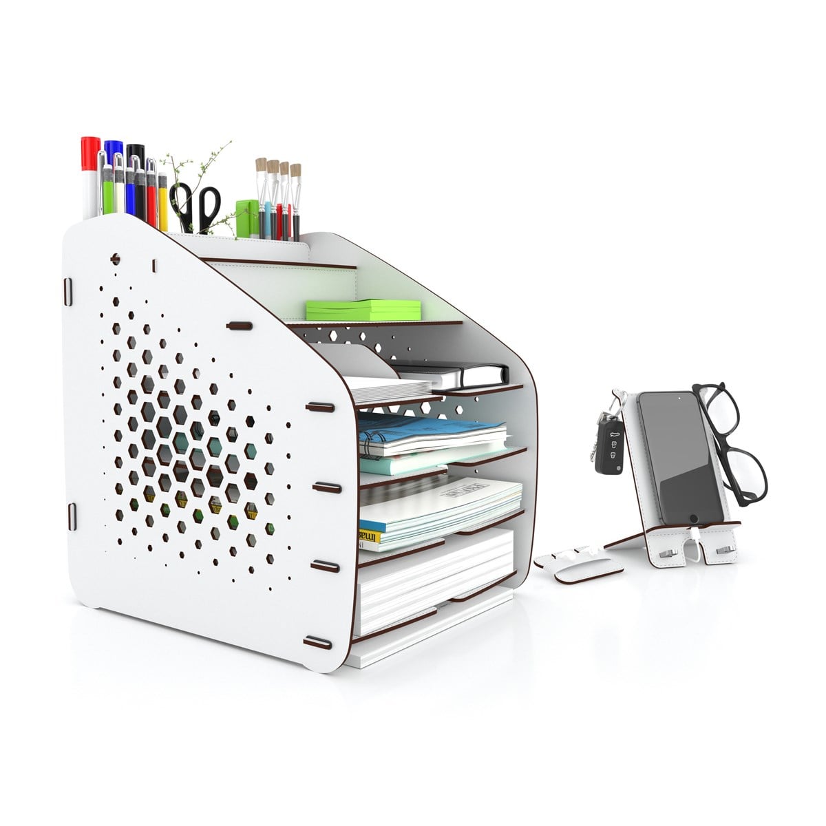 Design OTTO Large Hexa - 6 Renk A4 Evrak Rafı Masaüstü Organizer Düzenleyici MC210603