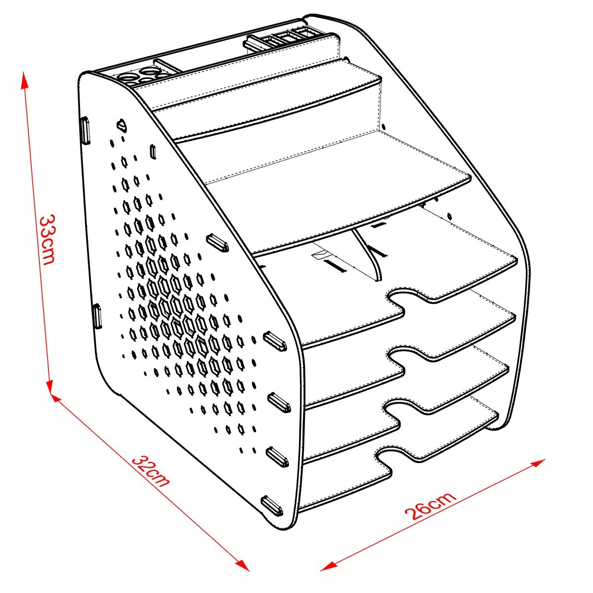 Design OTTO Large Hexa - 6 Renk A4 Evrak Rafı Masaüstü Organizer Düzenleyici MC210605