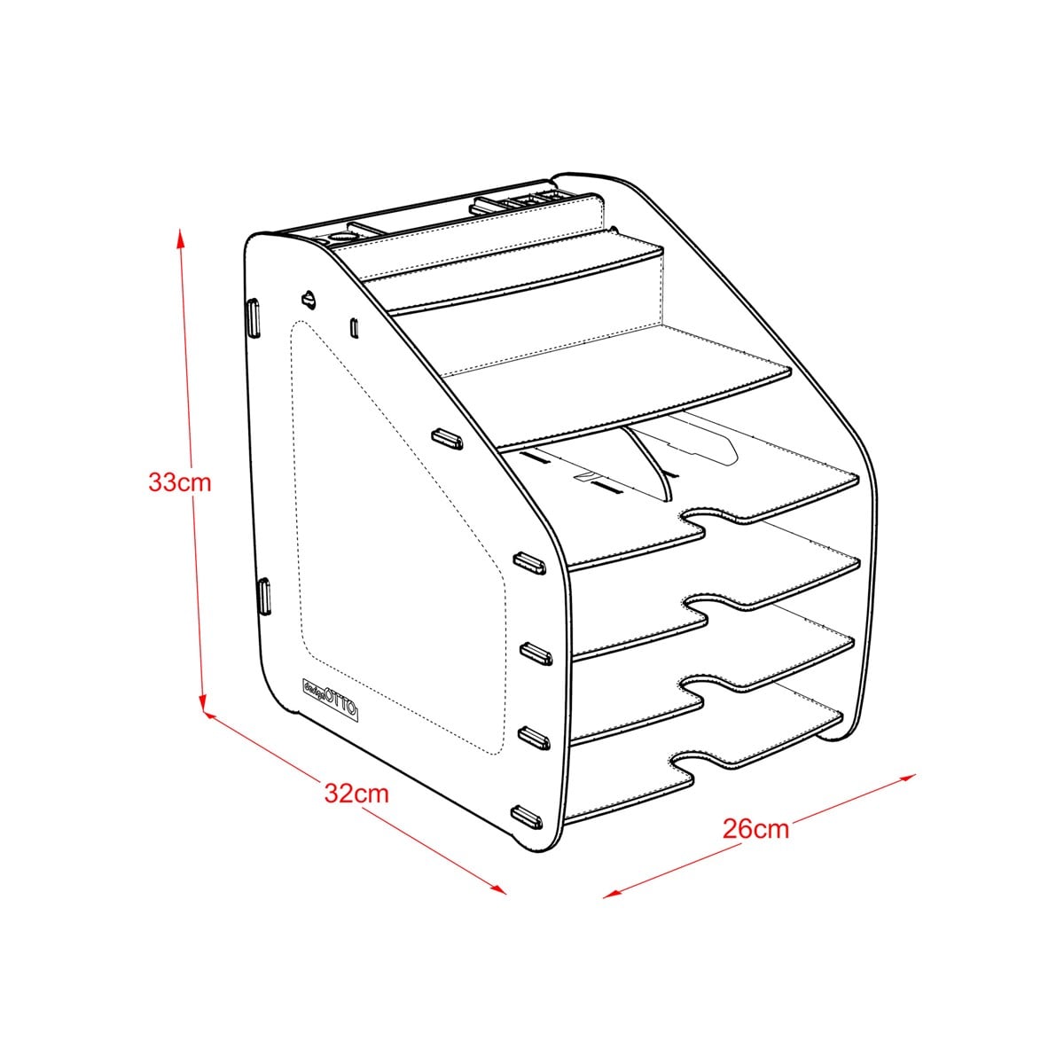Design OTTO Large Modest - 6 Renk A4 Evrak Rafı Masaüstü Organizer Düzenleyici Siyah MC210101