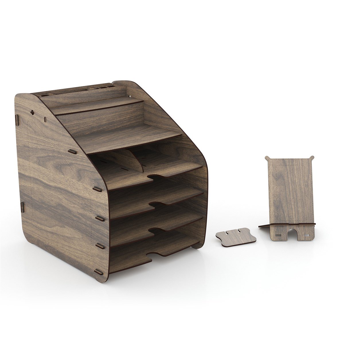 Design OTTO Large Modest - 6 Renk A4 Evrak Rafı Masaüstü Organizer Düzenleyici Ceviz MC210102