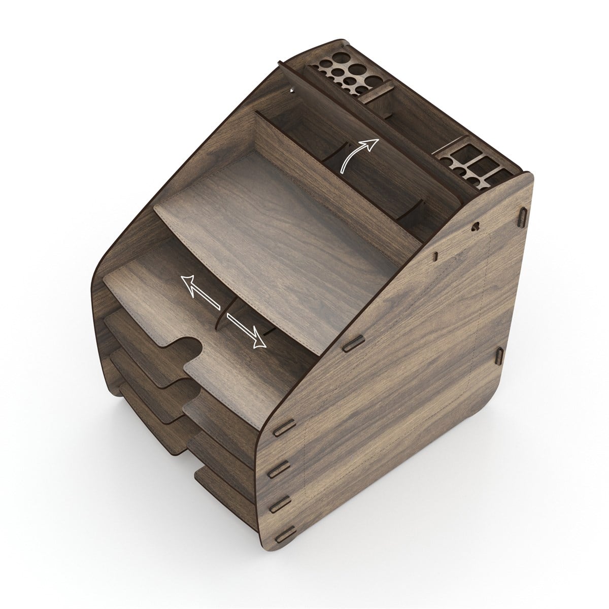 Design OTTO Large Modest - 6 Renk A4 Evrak Rafı Masaüstü Organizer Düzenleyici Ceviz MC210102