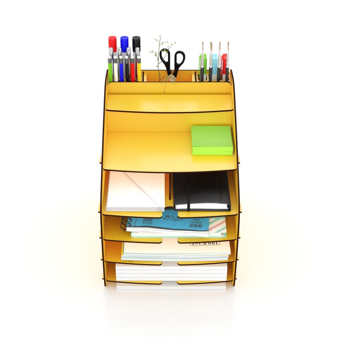 Design OTTO Large Modest - 6 Renk A4 Evrak Rafı Masaüstü Organizer Düzenleyici Sarı MC210105