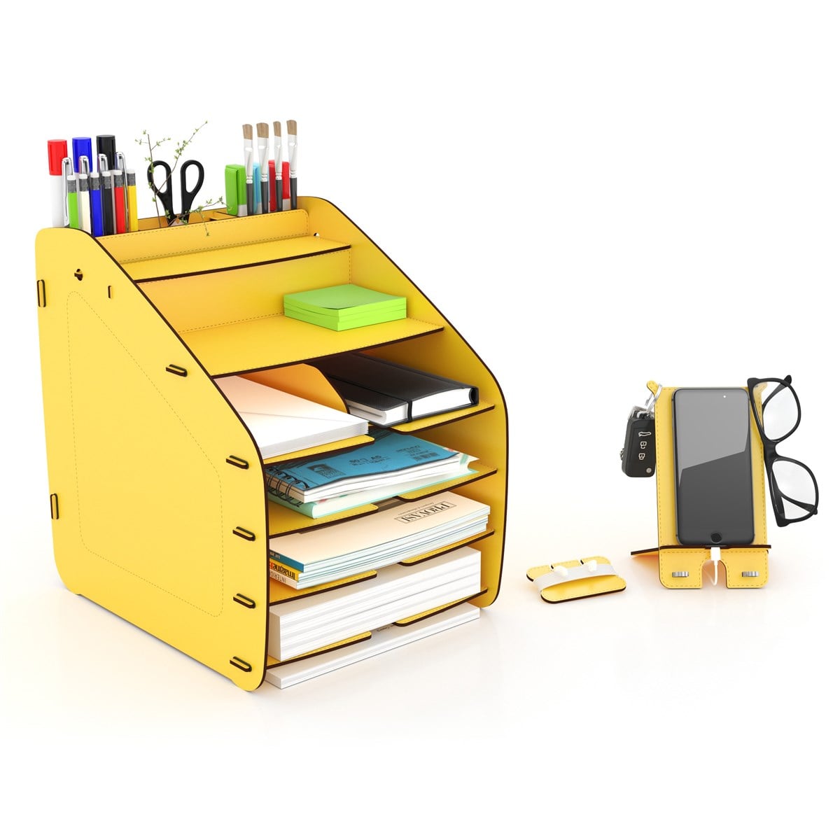 Design OTTO Large Modest - 6 Renk A4 Evrak Rafı Masaüstü Organizer Düzenleyici Sarı MC210105