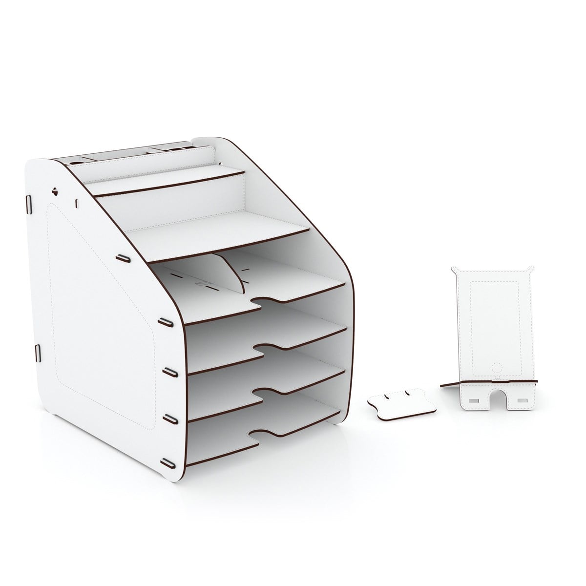 Design OTTO Large Modest - 6 Renk A4 Evrak Rafı Masaüstü Organizer Düzenleyici Beyaz MC210103