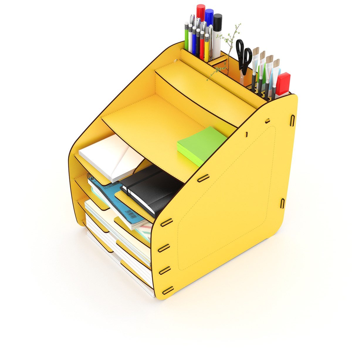 Design OTTO Large Modest - 6 Renk A4 Evrak Rafı Masaüstü Organizer Düzenleyici Sarı MC210105