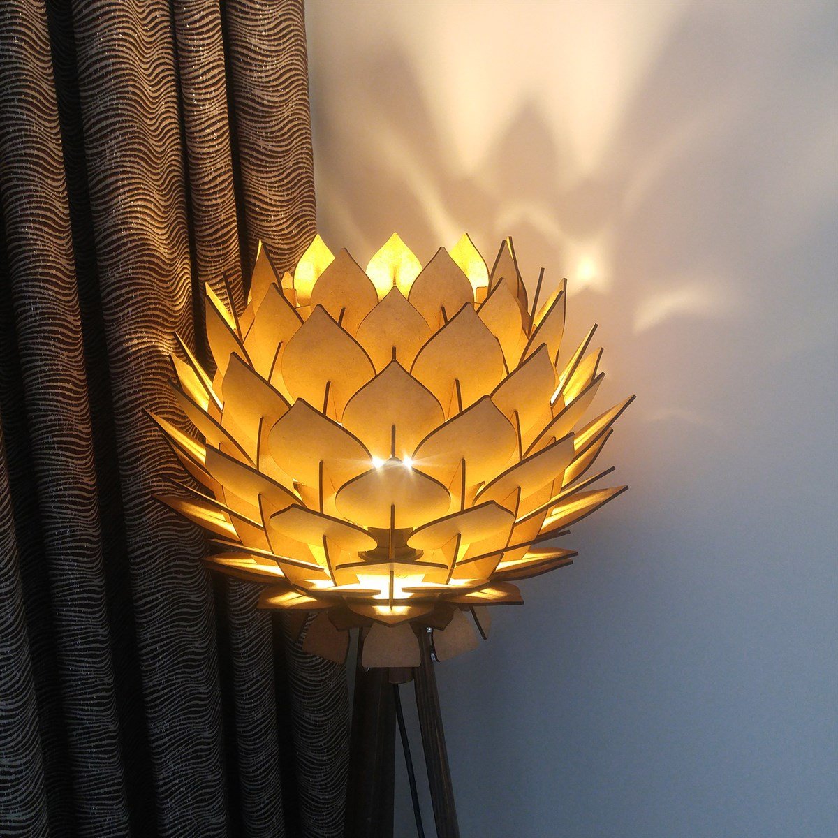 Design OTTO LOTUS Boyanabilir Dekoratif Abajur Avize Sarkıt Lambader Şapkası Hobi Ürünü Ham MDF MC201001