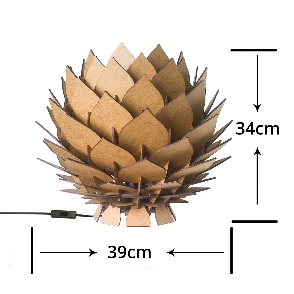 Design OTTO LOTUS Boyanabilir Dekoratif Abajur Avize Sarkıt Lambader Şapkası Hobi Ürünü Ham MDF MC201001