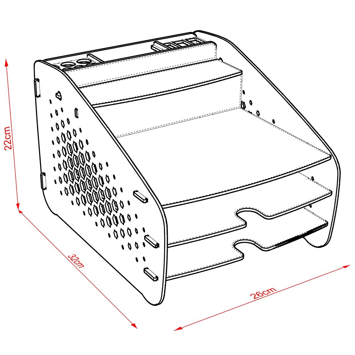 Design OTTO Medium Hexa - 6 Renk Evrak Rafı Masaüstü Organizer MC200601
