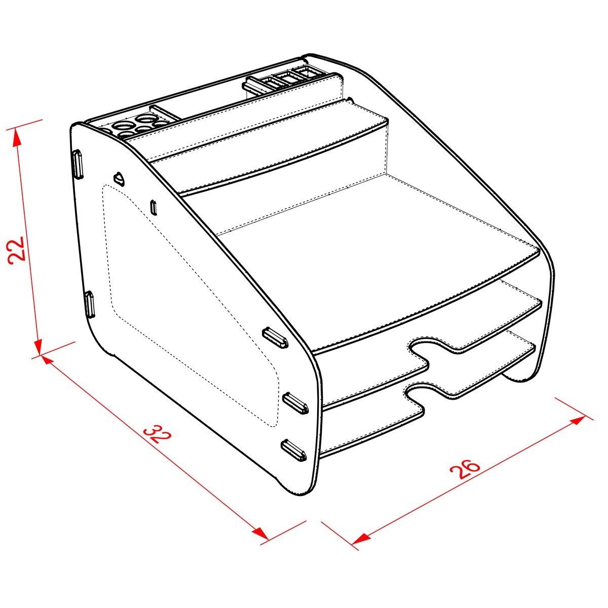 Design OTTO Medium Modest 6 Renk Evrak Rafı Masaüstü Organizer MC200804