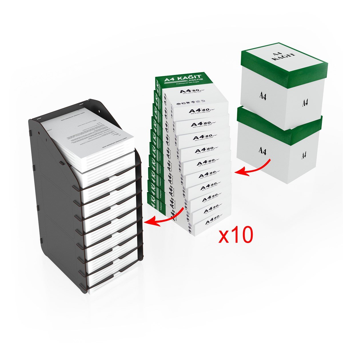 Design OTTO Tower Masaüstü Organizer 10 Kat A4 Evrak Rafı 6 Renk MC210806