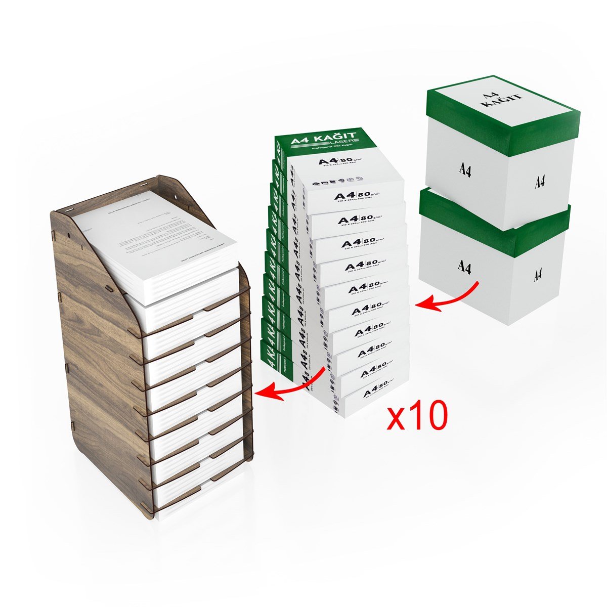 Design OTTO Tower Masaüstü Organizer 10 Kat A4 Evrak Rafı 6 Renk MC210802