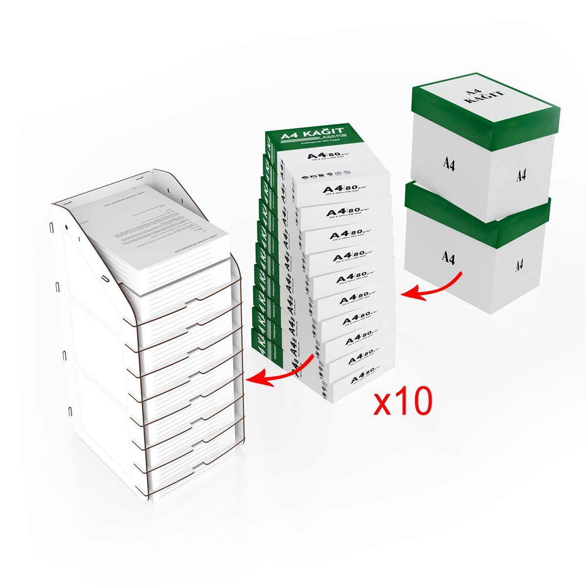 Design OTTO Tower Masaüstü Organizer 10 Kat A4 Evrak Rafı 6 Renk MC210801