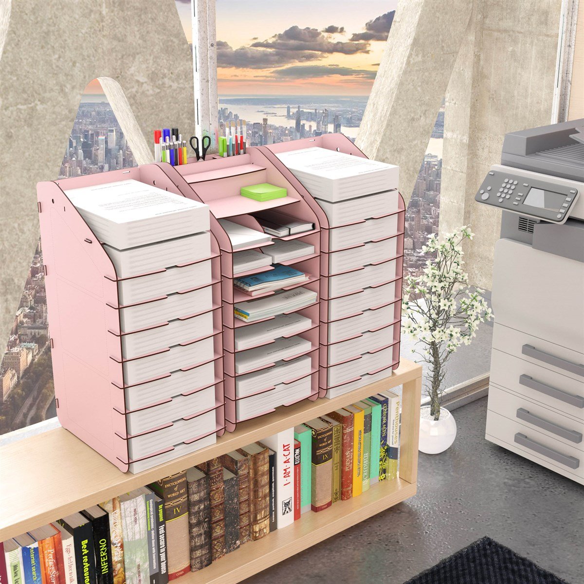 Design OTTO Tower Masaüstü Organizer 10 Kat A4 Evrak Rafı 6 Renk MC210804