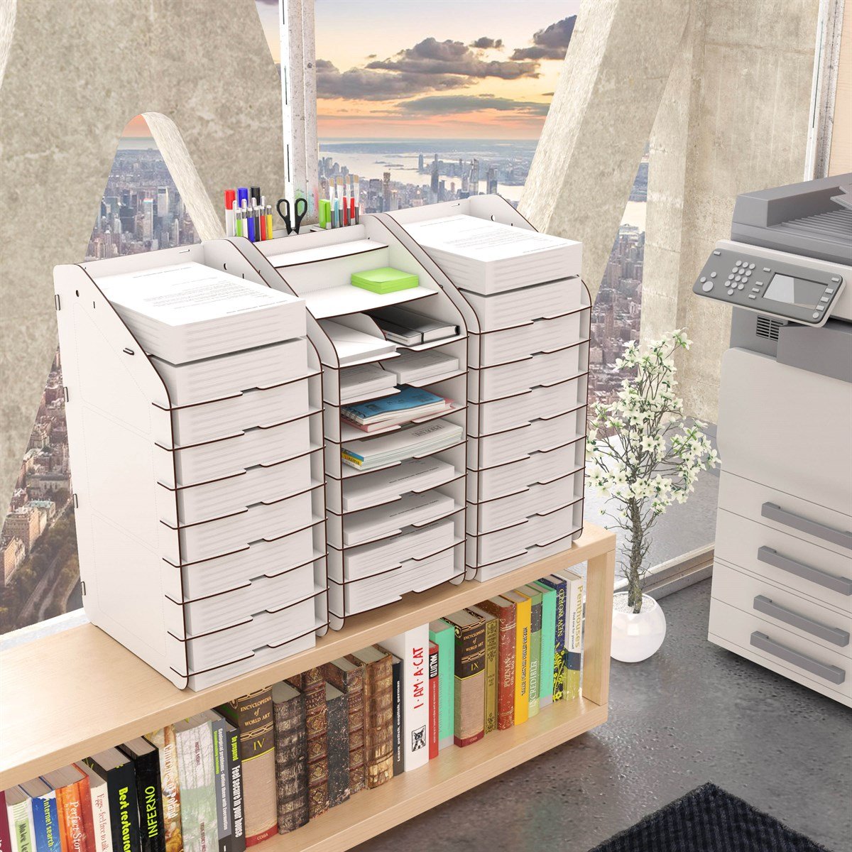 Design OTTO Tower Masaüstü Organizer 10 Kat A4 Evrak Rafı 6 Renk MC210801