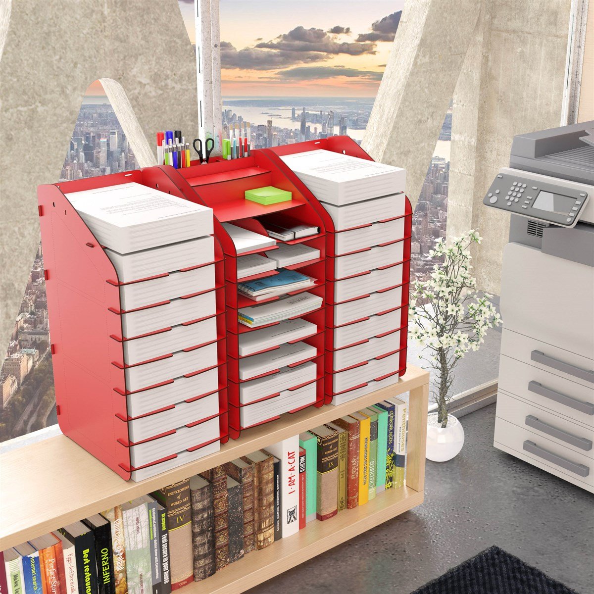 Design OTTO Tower Masaüstü Organizer 10 Kat A4 Evrak Rafı 6 Renk MC210803