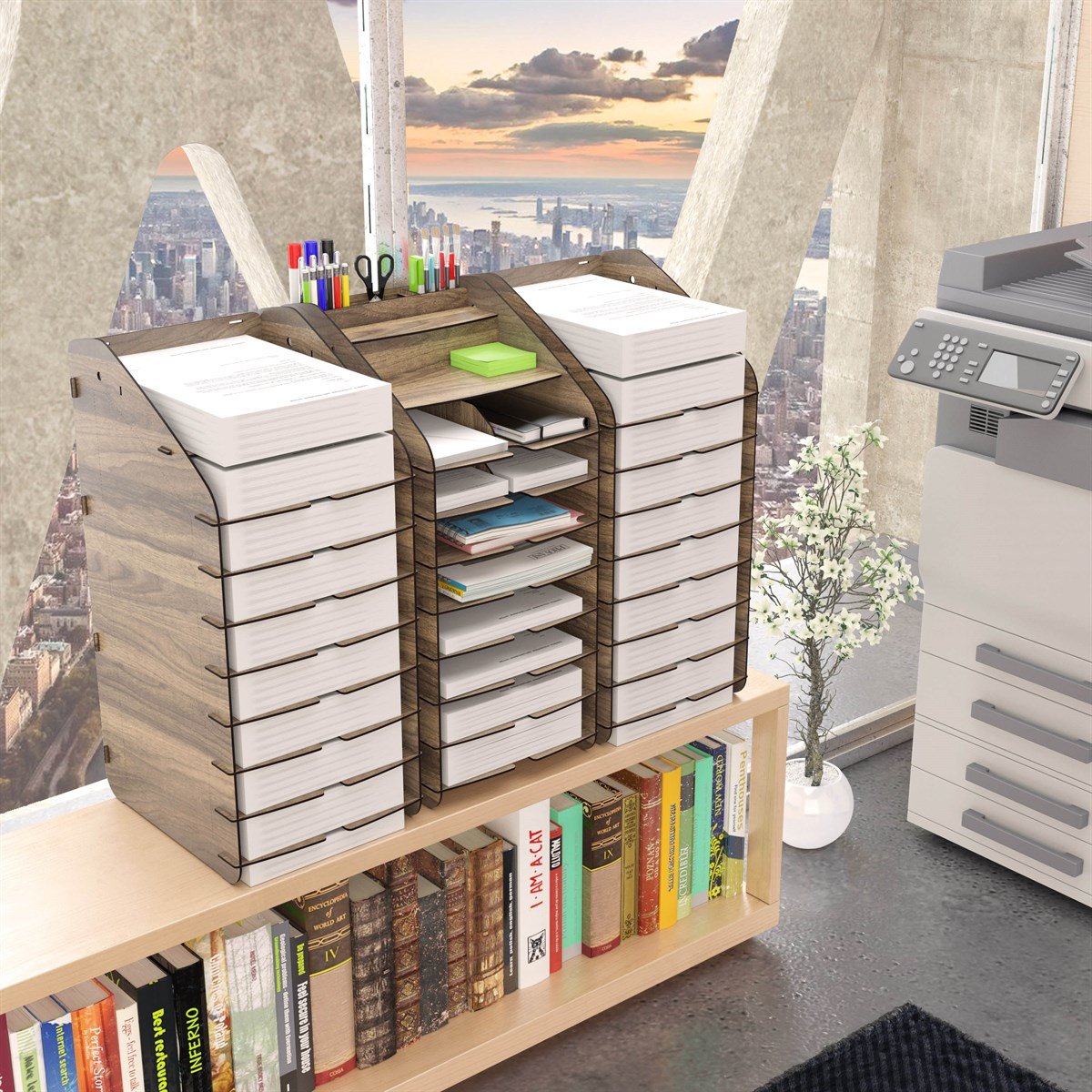 Design OTTO Tower Masaüstü Organizer 10 Kat A4 Evrak Rafı 6 Renk MC210802