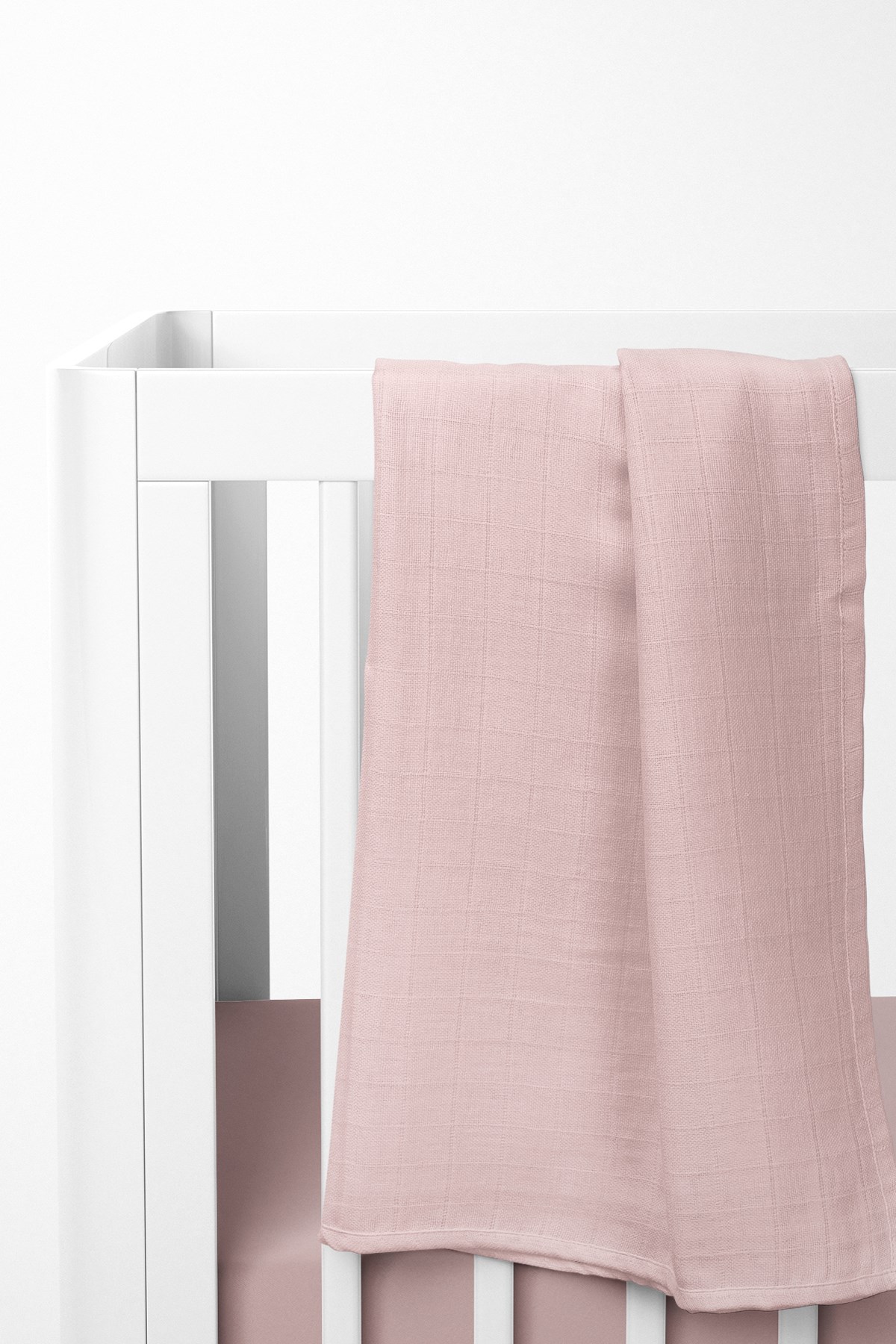 Organic Cotton Muslin Swaddle BlankedBanndu Pudra Pembe Organik Pamuk Müslin Örtü