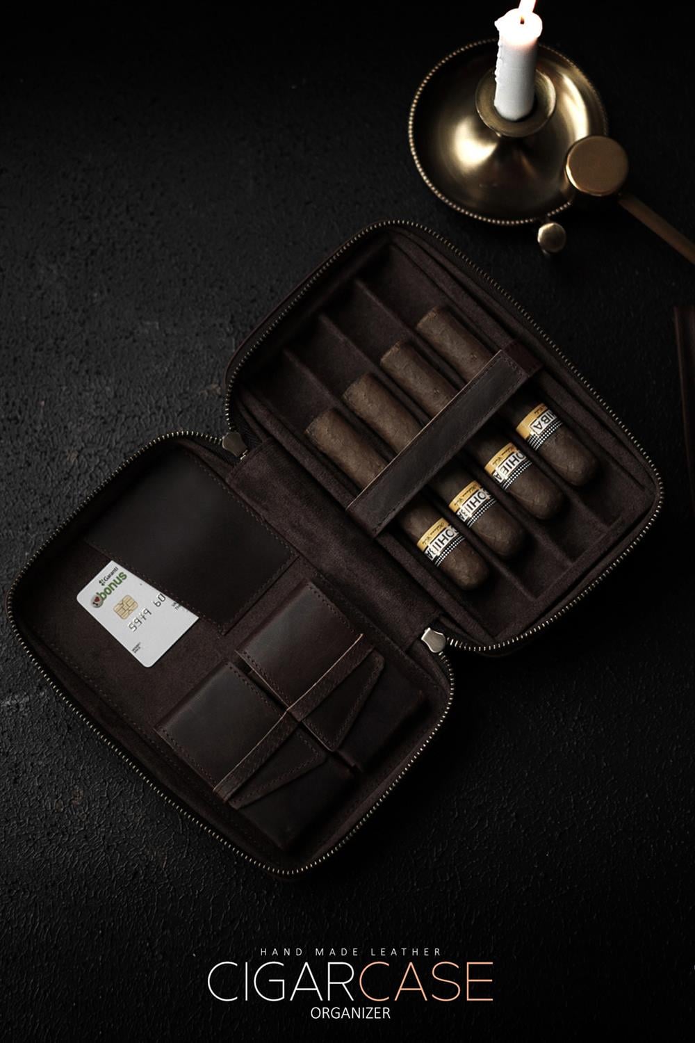 Cigar Case - Hakiki Deri -El Yapımı Puro Çanta & Organizer