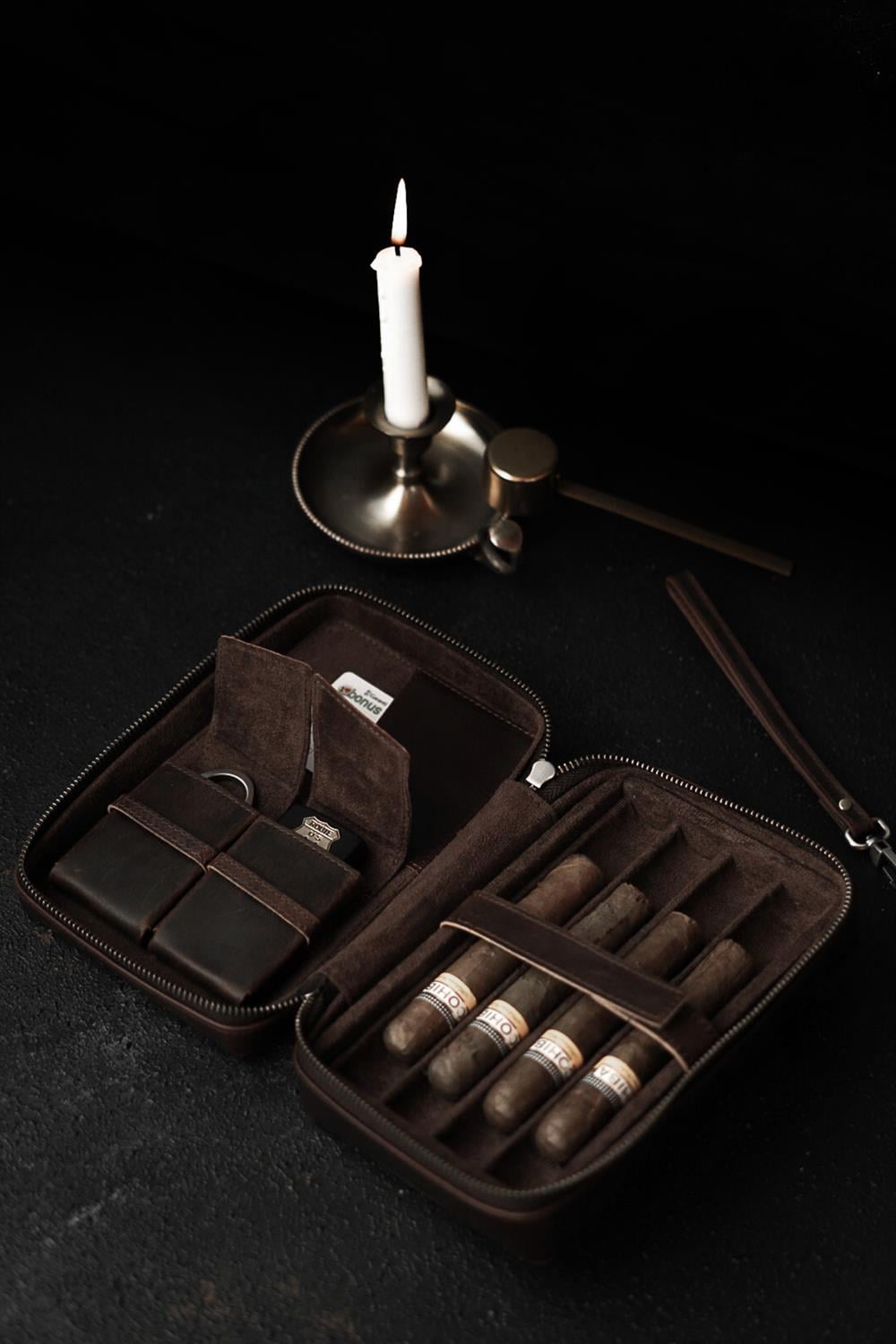 Cigar Case - Hakiki Deri -El Yapımı Puro Çanta & Organizer